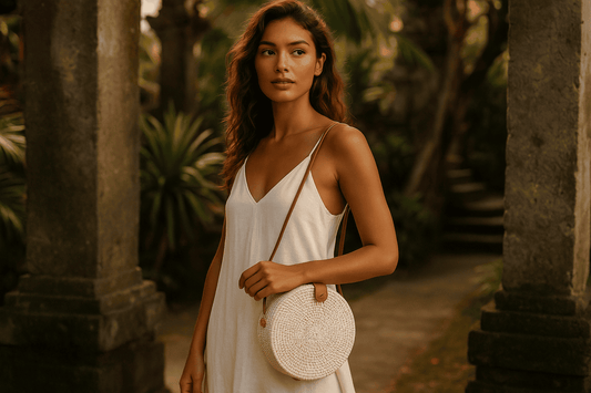 Canggu White Rattan Bag Bali